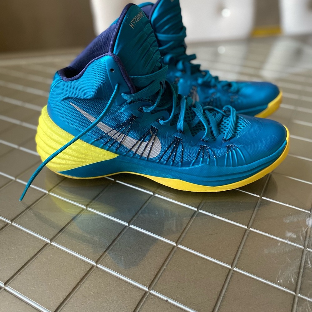 Nike Hyperdunks Blue and Yellow High-Top Sneakers